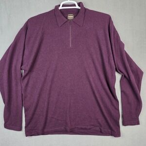 Neiman Marcus Sweater Quarter Zip Polo Purple XL Cashmere Wool Blend Scotland